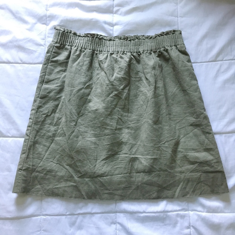 J. Crew Olive Linen Sidewalk Skirt